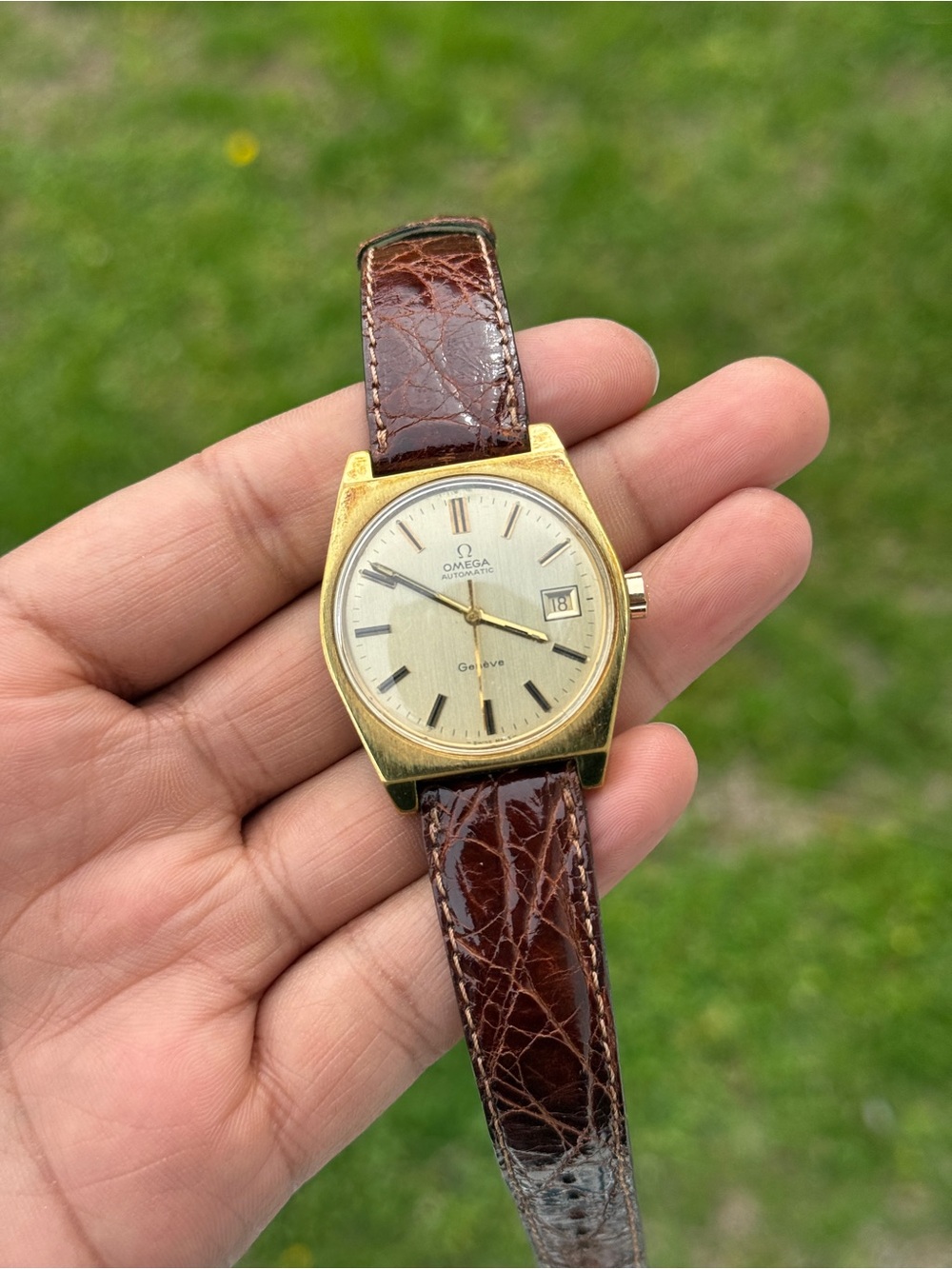 Omega Geneve Vintage Automatic Caliber 1481 Men's Watch brown leather strap - Picture 4 of 12